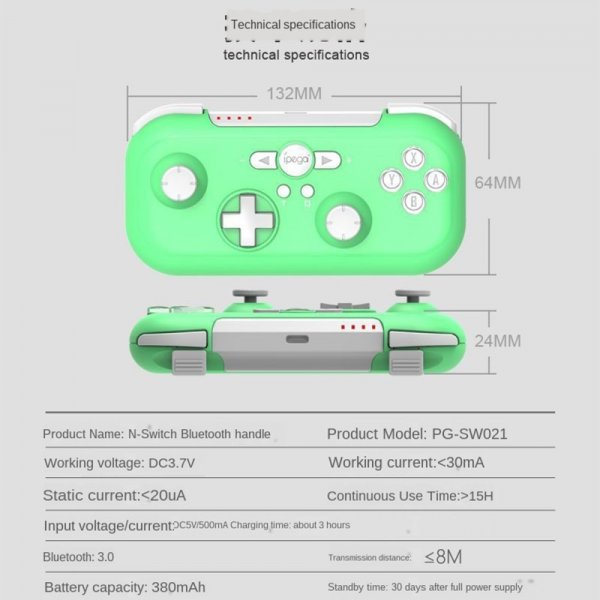 Ipega Langaton Mini-peliohjain Nintendo Switchille/Androidille/PC:lle, Keltainen