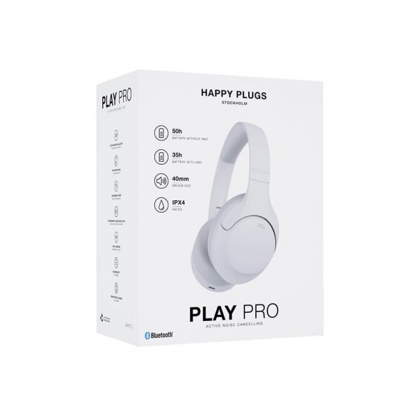 Happy Plugs Langattomat Kuulokkeet Play Pro ANC Over-Ear Valkoinen