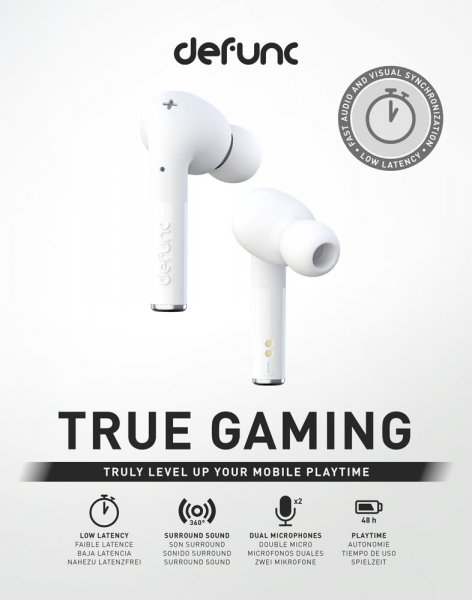 Defunc True Gaming Langattomat kuulokkeet valkoinen