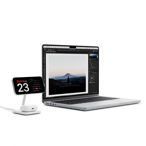 Twelve South Langaton Laturi HiRise 2 Deluxe Qi2 MagSafe Valkoinen
