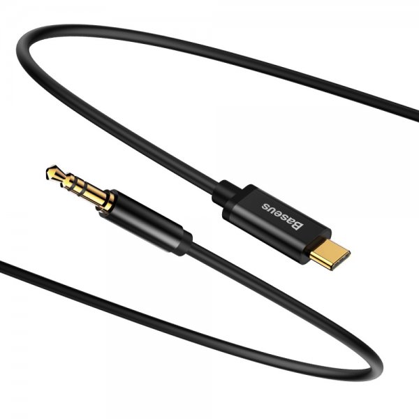 Baseus Type-C–3,5 mm AUX-äänikaapeli 1,2 m musta