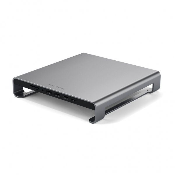 Satechi USB-C Aluminum Monitor Stand Hub for iMac, avaruusharmaa
