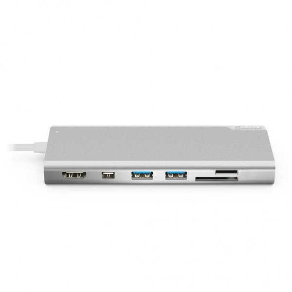 ALOGIC Ultra USB-C -telakka PLUS - HDMI. MDP. USB. Ethernet. muistikortinlukija ja 100W PD Hopea