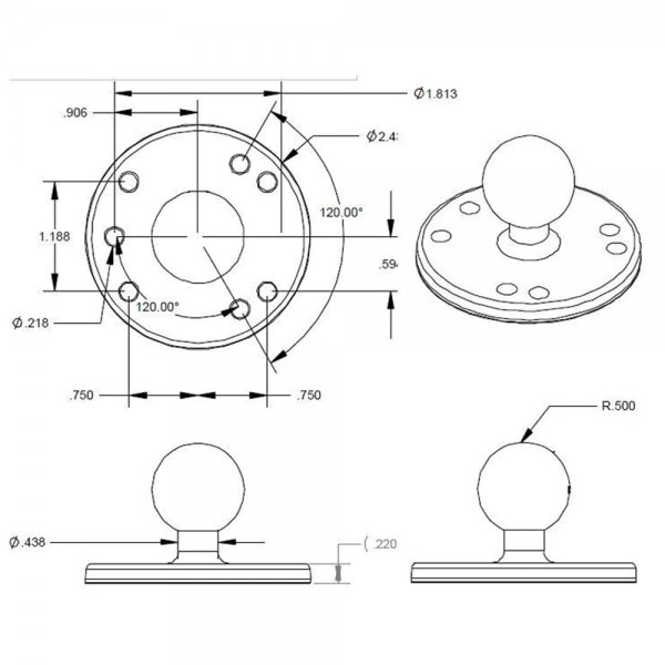 Armor-X 2.5" pyöreä AMPS-yleisteline