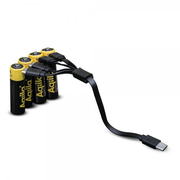 Aqiila Ladattava AA-paristo USB-C 4 kpl:n pakkaus