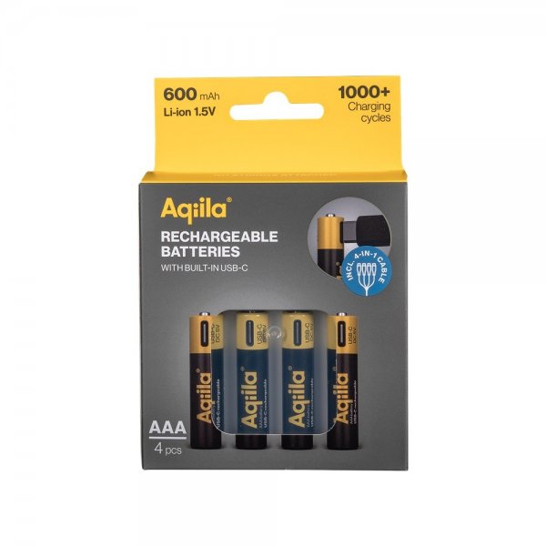 Aqiila Ladattava AAA-akku USB-C 4 kpl