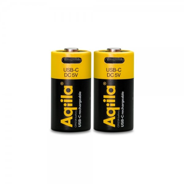 Aqiila Ladattava CR123A-akku USB-C 2 kpl
