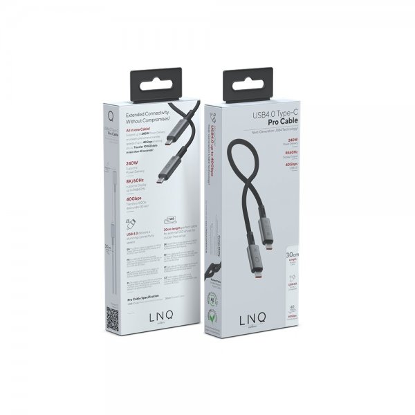 LINQ by Elements USB-C-kaapeli 30 cm USB 4.0 240 W/40 Gbps PD3.1EPR