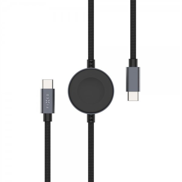 Kiinteä USB-C-kaapeli älykellon latauksella 1,5 m musta