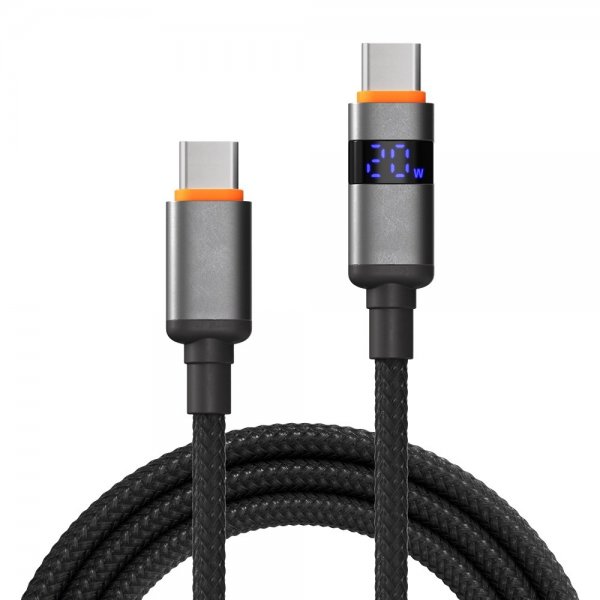 X2O USB-C–USB-C-kaapeli Longlife LED-näyttö 100W 1.5m Musta