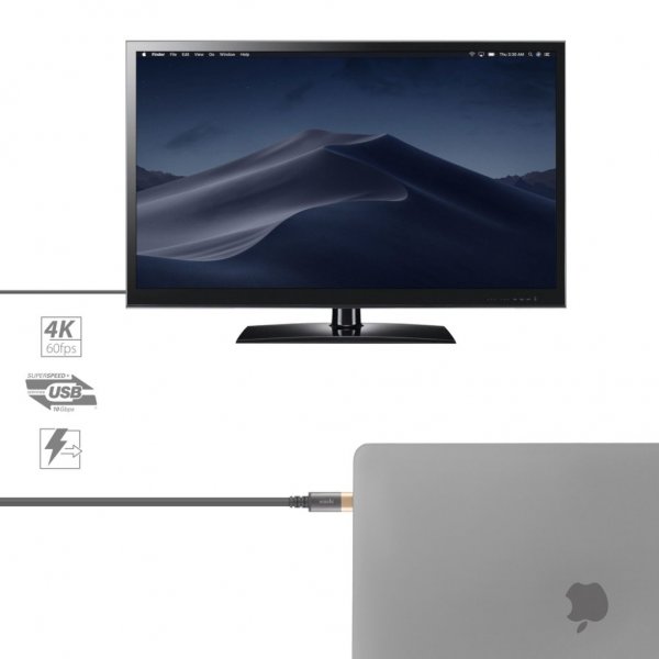 Moshi USB-C-näyttökaapeli (4K/HDR)