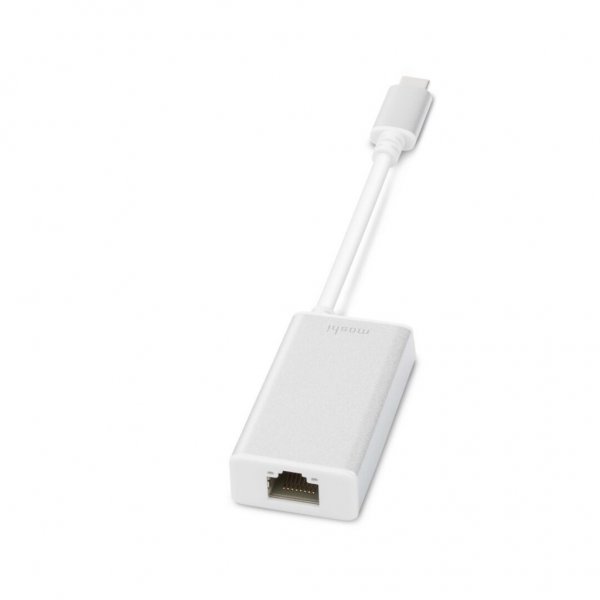 Moshi USB-C–Gigabit Ethernet -sovitin, valkoinen