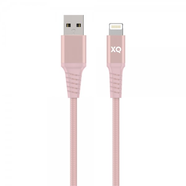 Xqisit USB-Lightning-kaapeli, punottu, erikoisvahva, 2 m, ruusukulta
