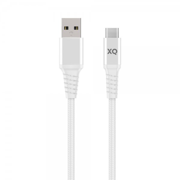 Xqisit USB-A–USB-C-kaapeli, punottu, erikoisvahva, 2 m, valkoinen