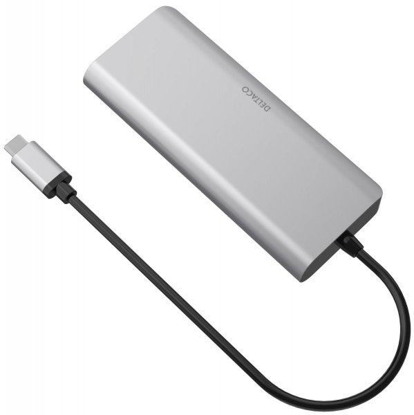 Deltaco Telakointiasema USB-C HDMI/RJ45/USB-A, avaruusharmaa