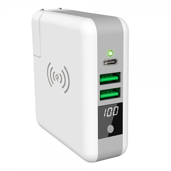 Xqisit Seinälaturi Super Charger langattomalla latauksella, valkoinen