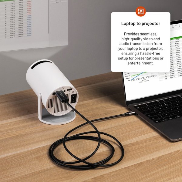 Kiinteä videokaapeli USB-C–HDMI 4K/60Hz 2m