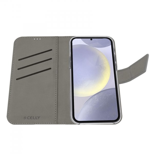 Celly Samsung Galaxy S25 Plus -suojakotelo Wally Wallet Case, musta