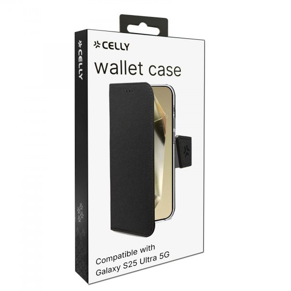 Celly Samsung Galaxy S25 Ultra Kotelo Wally Wallet Case Musta