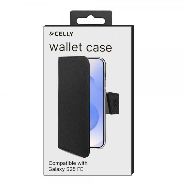 Celly Samsung Galaxy S25 FE -suojakotelo Wally Wallet Case, musta