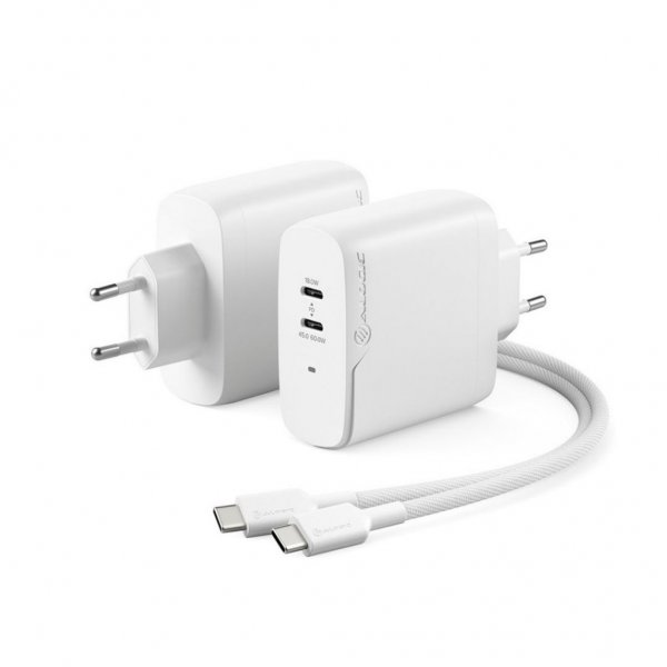 ALOGIC Rapid Power 2-porttinen (45+18W) GaN-laturi sis. 2 m USB-C-latauskaapelin