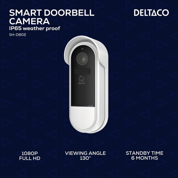 Deltaco Smart Home WiFi-ovikello kameralla IP65