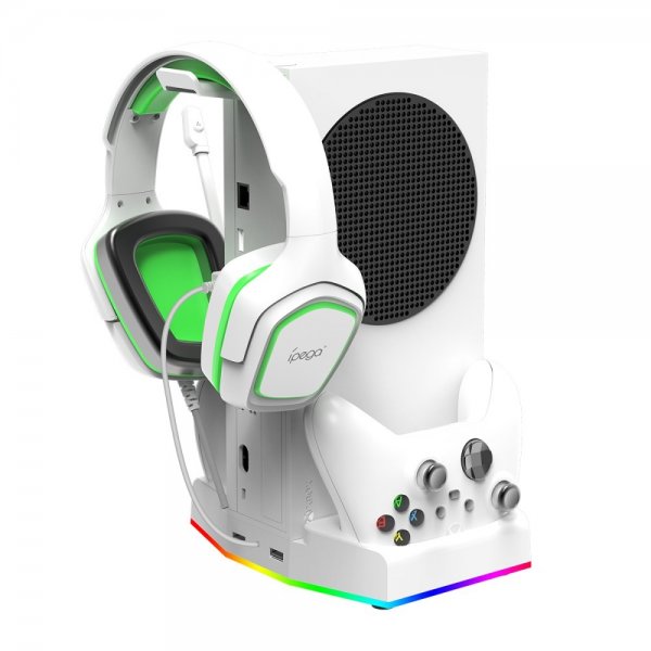 Ipega Xbox Series S -telakointiasema tuulettimella ja kuulokepidikkeellä