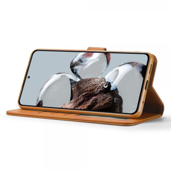 Lc.Imeeke Xiaomi 12T/12T Pro Kotelo korttipaikalla, jalustatoiminnolla, vaaleanruskea