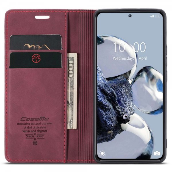 CaseMe Xiaomi 12T/12T Pro Kotelo Retro Flip Punainen