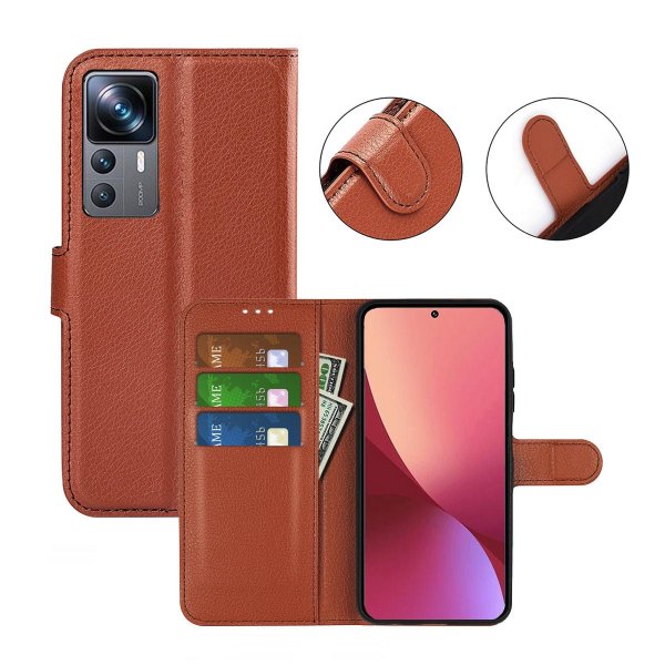 Xiaomi 12T/12T Pro Kotelo Jalustalla Ruskea