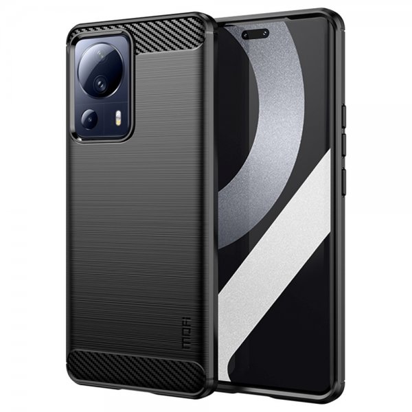 Mofi Xiaomi 13 Lite -kuori, harjattu hiilikuitukuvio, musta