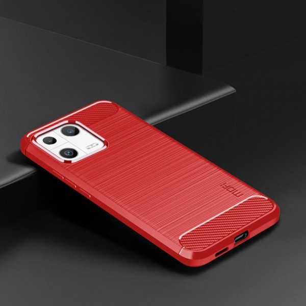 Mofi Xiaomi 13 Kuori Harjattu Hiilikuitukuvio Punainen