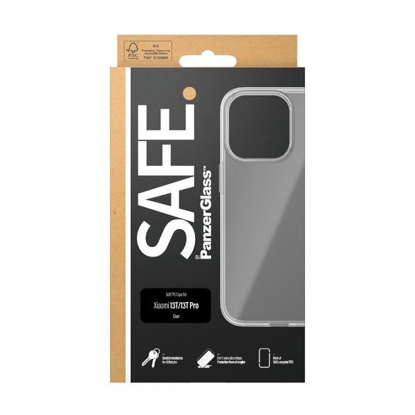SAFE by PanzerGlass Xiaomi 13T/13T Pro Kuori Pehmeä TPU Case Läpinäkyvä