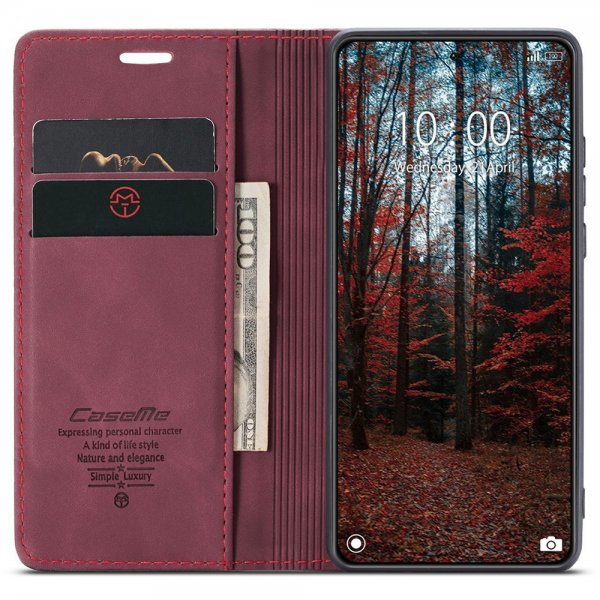 CaseMe Xiaomi 14 Kotelo Retro Flip Punainen