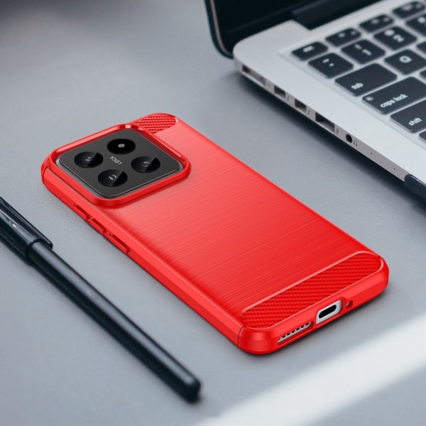 Xiaomi 14 Kuori Harjattu hiilikuiturakenne Punainen