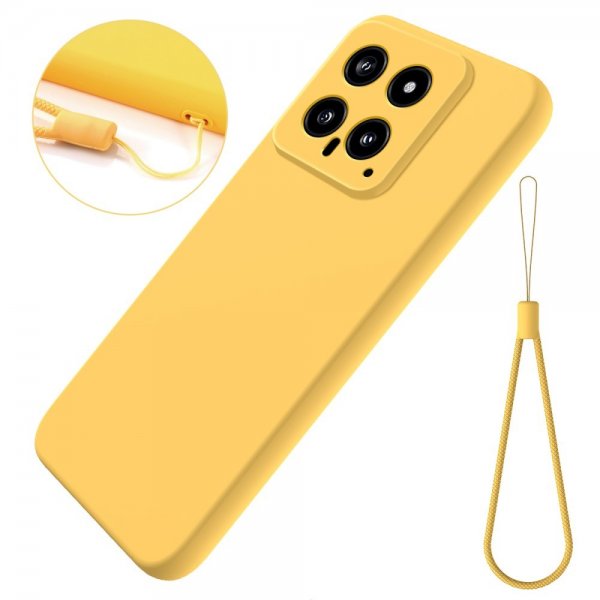 Xiaomi 14 Silikonisuojakuori hihnalla Keltainen