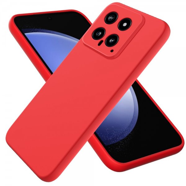 Xiaomi 14 -suojakuori hihnalla, silikonia, punainen