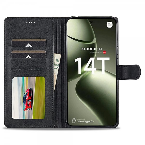 Lc.Imeeke Xiaomi 14T -suojakotelo korttipaikalla ja jalustatoiminnolla, musta