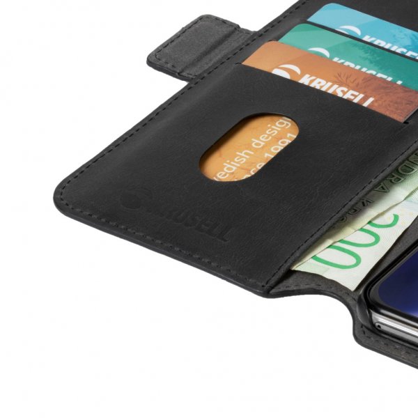 Krusell Xiaomi Mi 11i -kotelo Leather PhoneWallet, musta