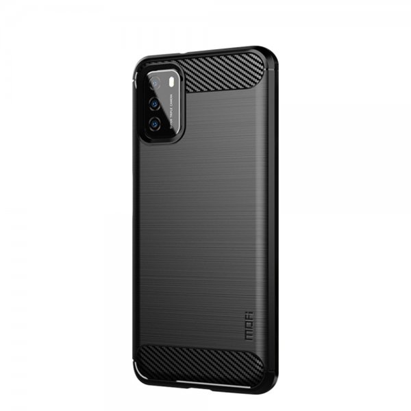 Mofi Xiaomi Poco M3 Kuori Harjattu hiilikuitukuvio Musta