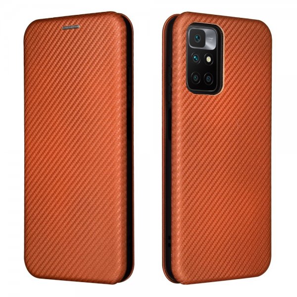 Xiaomi Redmi 10 suojakotelo hiilikuitukuvioitu ruskea