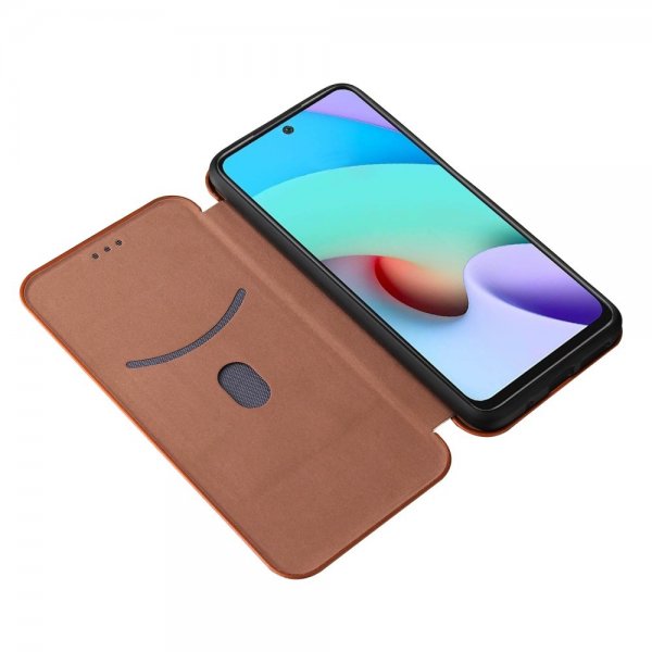 Xiaomi Redmi 10 suojakotelo hiilikuitukuvioitu ruskea
