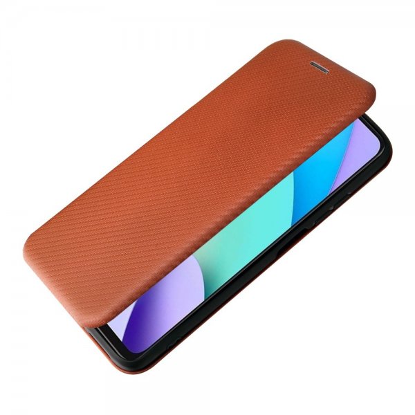 Xiaomi Redmi 10 suojakotelo hiilikuitukuvioitu ruskea