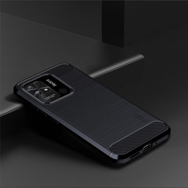 Mofi Xiaomi Redmi 10C -kuori, harjattu hiilikuitukuviointi, sininen