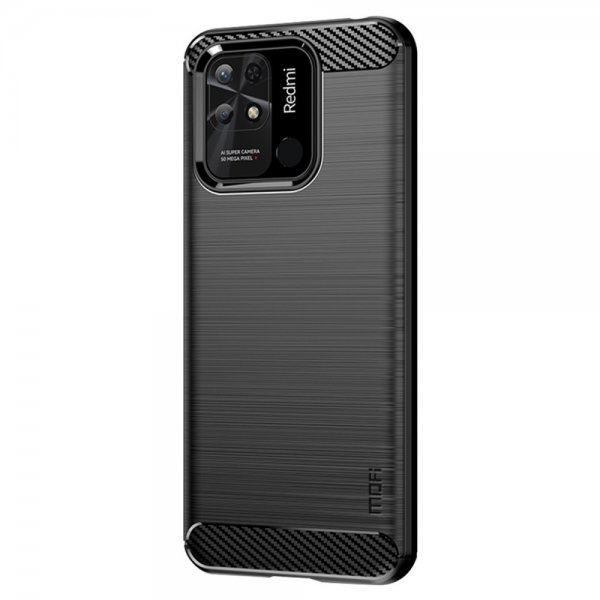 Mofi Xiaomi Redmi 10C Harjattu Hiilikuitutekstuuri Suojakuori Musta