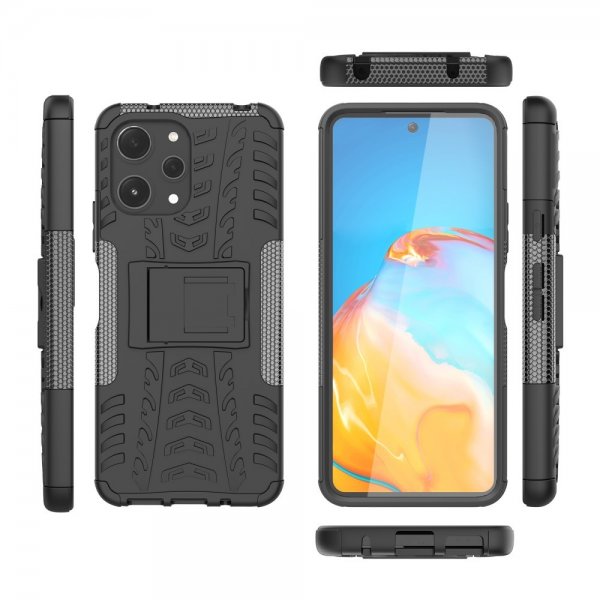 Xiaomi Redmi 12 Kuoret Rengaskuvio Jalustatoiminto Musta