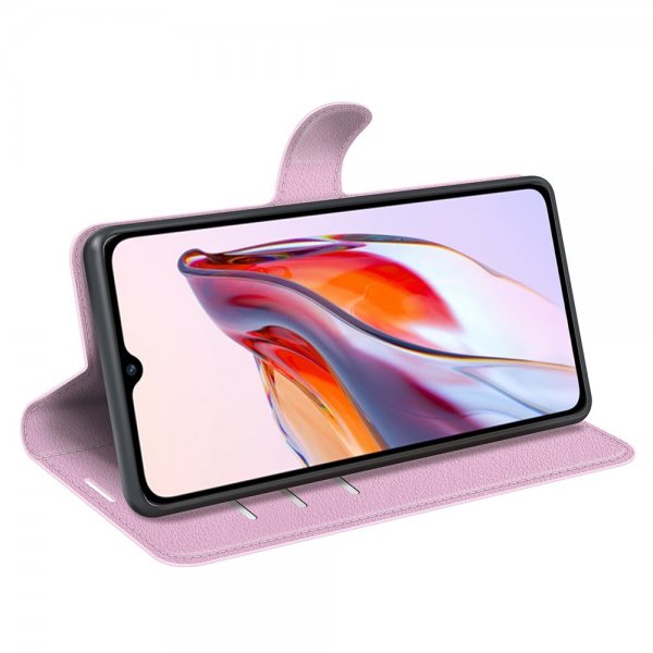 Xiaomi Redmi 12C Litsi Nahkainen Suojakotelo Rosa