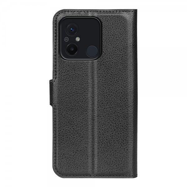 Xiaomi Redmi 12C Litsi Nahka Suojakuori Musta