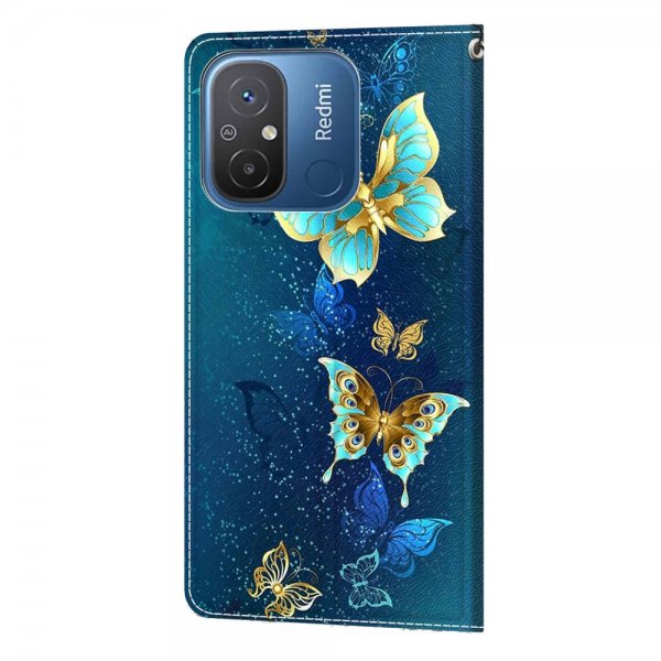 Xiaomi Redmi 12C Kotelo Kuviollinen Glitter Perhoset