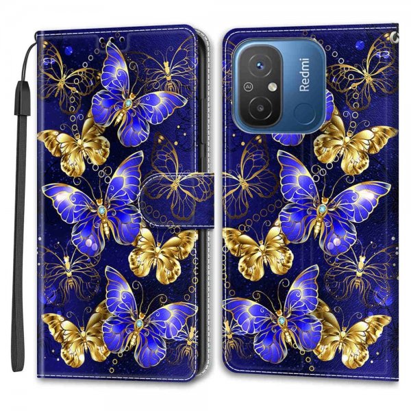Xiaomi Redmi 12C Kotelo Kultaiset Perhoset -kuvio